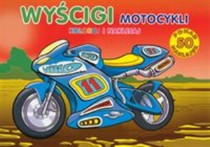 Obrazek Wyścigi motocykli Koloruj i naklejaj