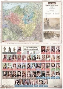 Obrazek Mapa Polski A2 regiony historyczne/poczet królów i książąt dwustronna ścienna