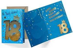 Picture of Karnet B6 konfetti KNF-033 Urodziny 18 męskie