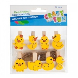 Picture of Ozdoba drweniany spinacz kurczak8szt