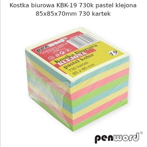 Picture of Kostka biurowa pastel 85x85x70mm 730K
