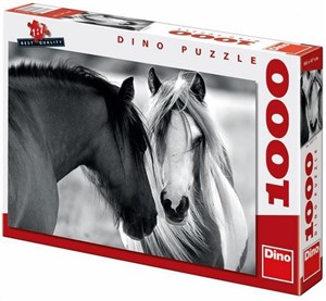 Obrazek Puzzle 1000 Czarny i biały koń DINO