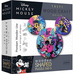 Obrazek Puzzle 500+5 drewniane konturowe  Kolorowa Myszka Mickey 20168