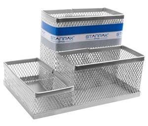 Obrazek Pojemnik na długopisy metalowy srebrny