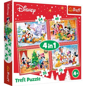 Obrazek Puzzle 4w1 (35,48,54,70) Świąteczny czas Disney 34325