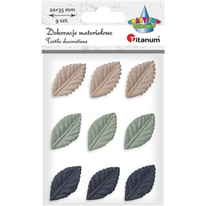 Obrazek Liście materiałowe tłoczone 3D 20x35mm mix 9szt