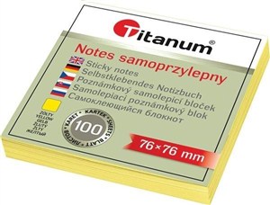 Obrazek Notes samoprzylepny 76x76mm 100K żółty