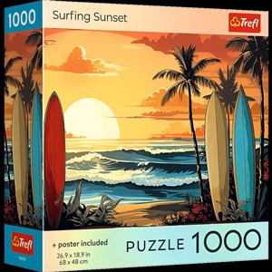 Picture of Puzzle 1000 USA Collection: Surfing Sunset
