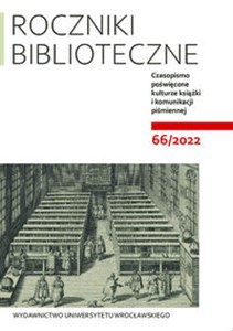 Picture of Roczniki Biblioteczne LXVI 66/2022 Czasopismo poświęcone kulturze książki i komunikacji piśmiennej