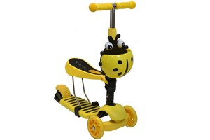 Obrazek Hulajnoga 3-kołowa 3w1 biedronka żółta