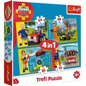 Obrazek Puzzle 4w1 Strażak Sam na ratunek