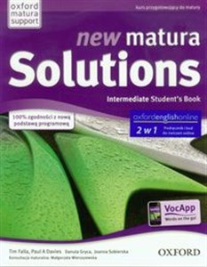 Picture of New Matura Solutions Intermediate Student's Book + broszura + online Zakres podstawowy i rozszerzony 2w1 Podręcznik i kod do ćwiczeń online. Kurs przygotowujący do matury. Szkoła ponadgimnazjalna