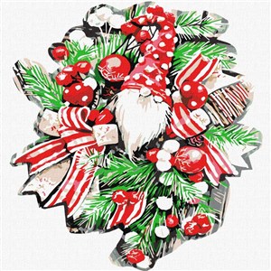 Obrazek Malowanie po numerach - Świąteczny wieniec 30x30cm