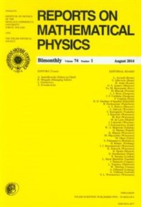 Obrazek Reports on Mathematical Physics 74/1 2014 Pergamon