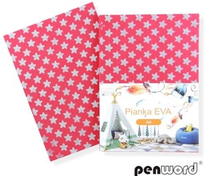 Obrazek Pianka A4 z gwiazdkami brokatowymi czerwona 5szt