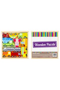 Obrazek Układanka drewniana 12 elementów Pojazdy