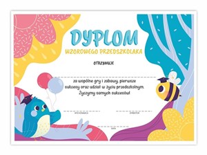 Picture of Dyplom A4 wzorowego Przedszkolaka - Ptaszek