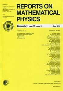 Obrazek Reports on Mathematical Physics 77/3 2016 Pergamon