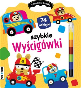 Obrazek Szybkie wyścigówki. Kolorowanka z kredką