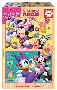 Obrazek Puzzle 2x16 Myszka Minnie/Daisy (drewniane G3