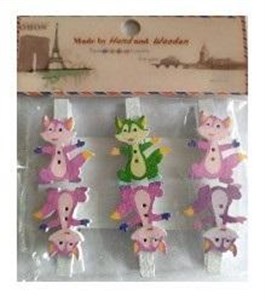 Obrazek Klamerki ozdobne zwierzęce 6szt