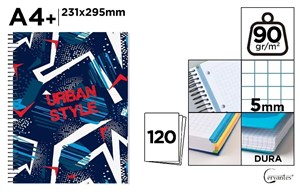 Obrazek Notatnik A4+/120K kołowy kratka urban style
