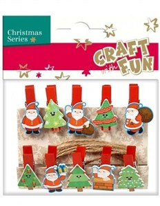 Obrazek Ozdoba dekoracyjna spinacze Mikołaj 10el