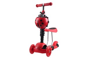 Obrazek Hulajnoga 3-kołowa 3w1 biedronka czerwona