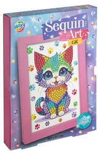 Obrazek Obraz cekinowy z ramą Kot