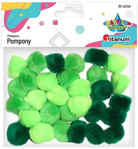 Obrazek Pompony akrylowe, 30 szt. - tonacja zielona (283065)