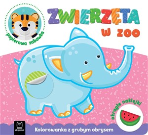 Obrazek Zwierzęta w zoo. Kolorowanka z grubym obrysem, okrągłe naklejki, papierowa zabawka