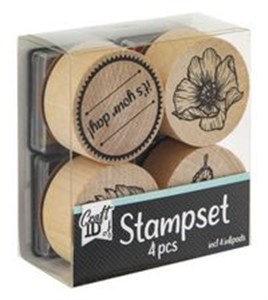 Obrazek Zestaw 4 stempli drewnianych BLUE