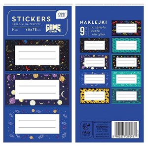 Obrazek Naklejki na zeszyt Game Over 9 szt