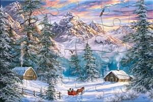 Obrazek Puzzlowa kartka pocztowa Mountain Christmas KAR-024005