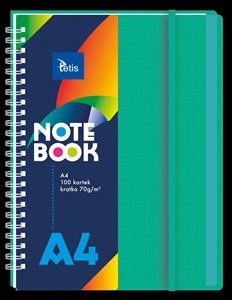 Obrazek Kołonotatnik A4 okładka pp kolor zielony 70g/m2 100 kartek