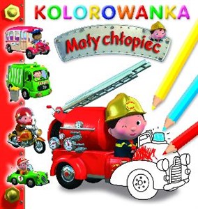 Obrazek Wóz strażacki Mały chłopiec Kolorowanka