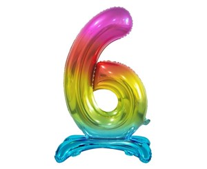 Picture of Balon foliowy B&C cyfra stojąca 6 tęczowa 74cm