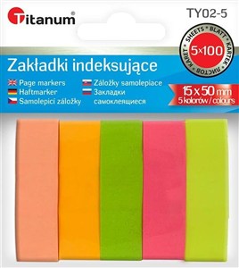 Obrazek Zakładki indeksujące fluo 15x50mm 5x100 kartek