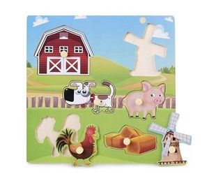Picture of Układanka drewniana z pinezkami farma