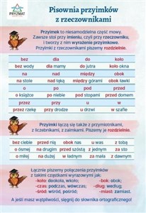 Obrazek Plansza ortograficzna "Pisownia przyimków"