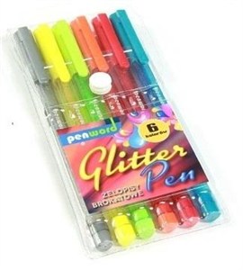 Picture of Długopisy żelowe brokatowe, 6 kolorów