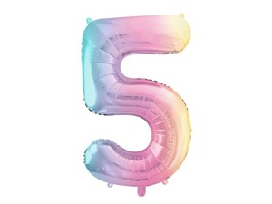 Picture of Balon foliowy Cyfra 5 pastelowy tęczowy 86cm