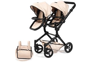 Obrazek Wózek dla lalek bliźniaczych Twin Neo beżowy