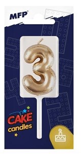 Picture of Świeczka złota balon cyfra 3