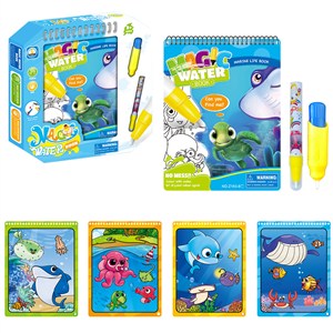 Obrazek Książeczka z pisakiem wodnym i pędzelkiem Zwierzęta morskie