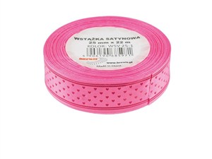 Picture of Wstążka satynowa w serca różowa 25mmx22m