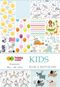Obrazek Blok Happy Color z motywami KIDS A4 15 arkuszy 80g/m2, 30 motyw