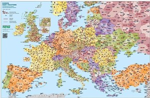 Picture of Europa mapa kodów pocztowych. Podkladka na biurko