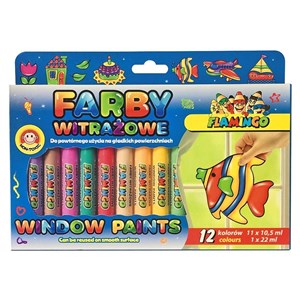 Obrazek Farby witrażowe 10,5ml 11 kolorów + konturowa