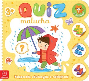 Obrazek Quiz malucha. Książeczka edukacyjna z naklejkami z kotkiem 3+